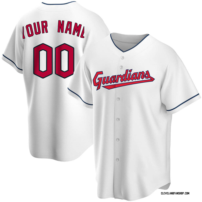 Custom Men's Cleveland Guardians Home Jersey - White Replica