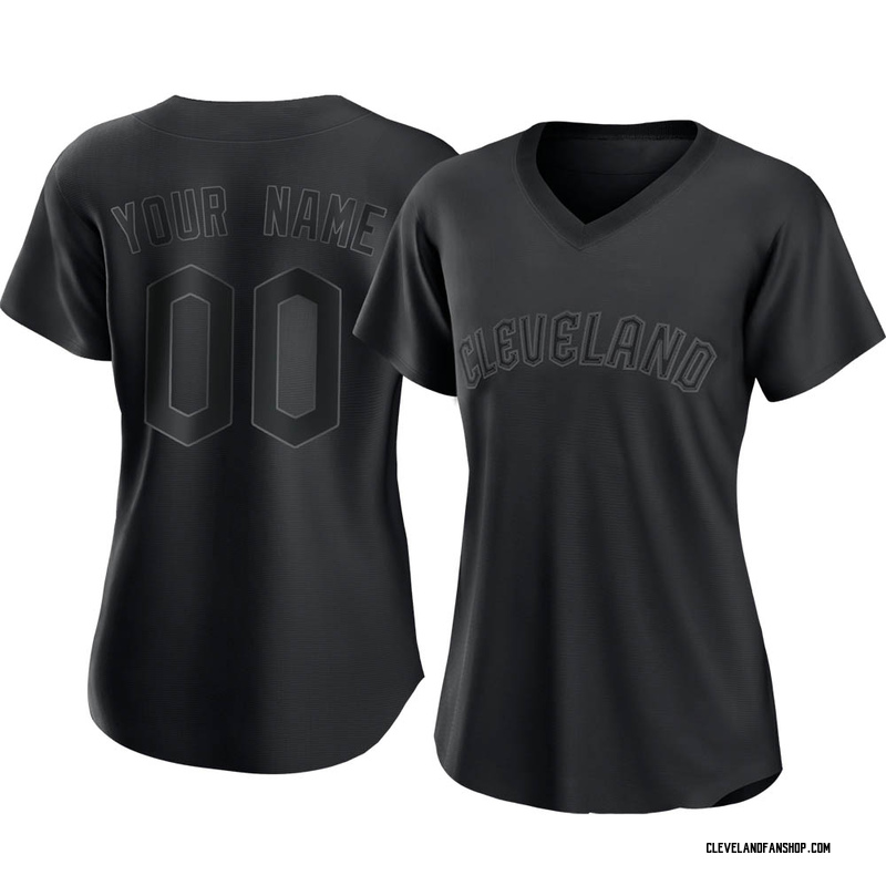 Custom Women's Cleveland Guardians Pitch Fashion Jersey Black Replica