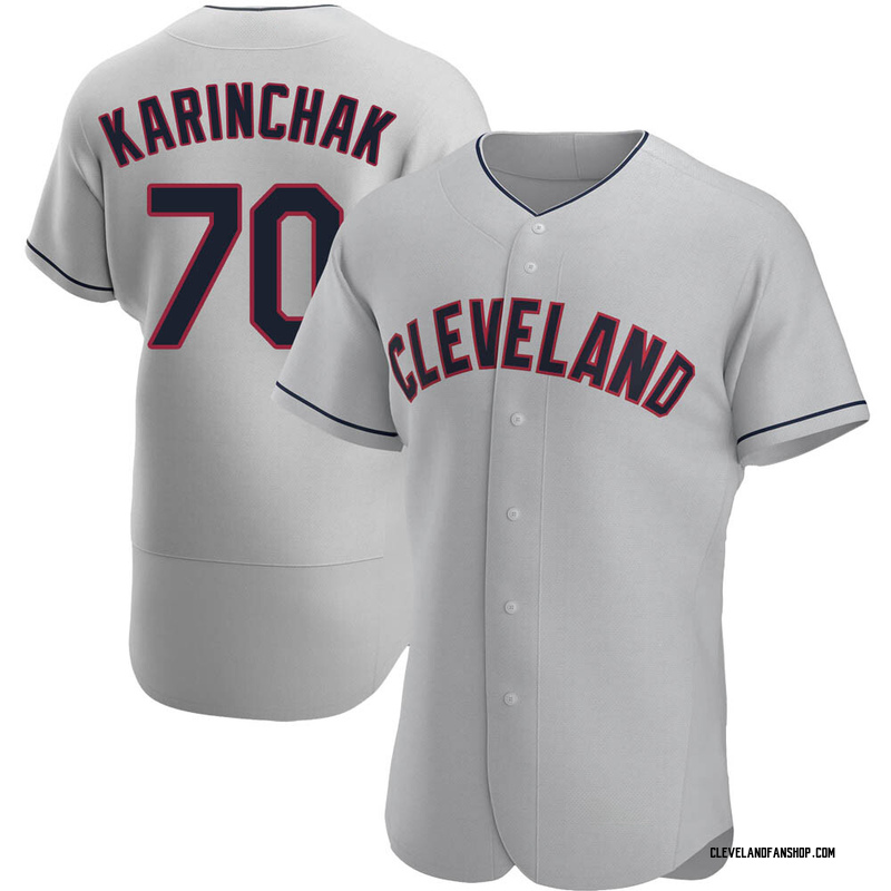 James Karinchak Men's Cleveland Indians Road Jersey - Gray Authentic