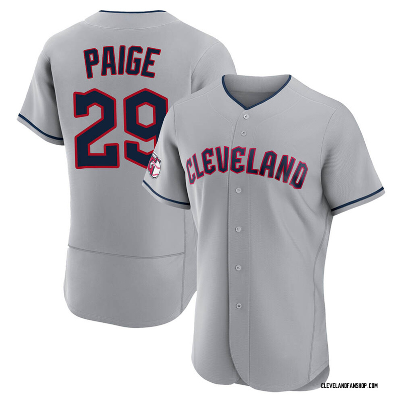 Satchel Paige Men's Cleveland Guardians Road Jersey - Gray Authentic